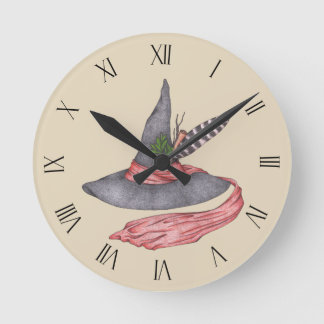Vintage Witch Hat Rund Klocka