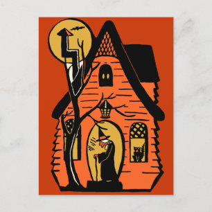 Vintage Witch House Vykort