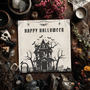 Vintage Witch i Haunted House Pumpkins Fladdermus  Julkort