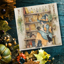 Vintage Witch läser Tarot & Cute Black Cat Gotham Kort