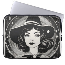 Vintage Witch Porträtt Black and White Retro