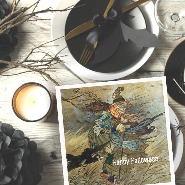 Vintage Witch Spooky Halloween fest Pappersservett (Skapare uppladdad)