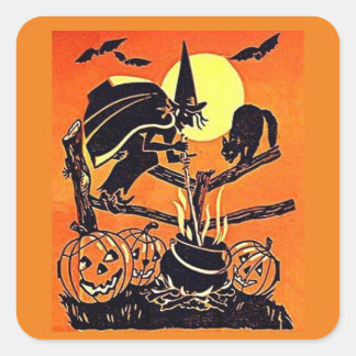 Vintage Witch Stickers Fyrkantigt Klistermärke