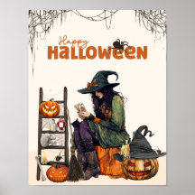 Vintage Witch Tarot Skrämmande Halloween-pumpa