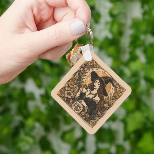 Vintage Witch Tea Time Nyckelring (Hand)
