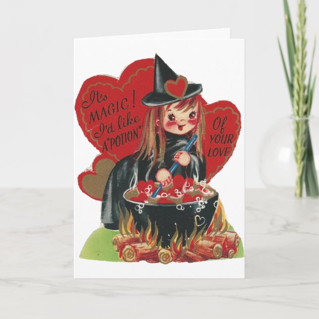 Vintage "Witch" Valentine Helgkort (Framsida)