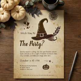 Vintage Witchcore Halloween-fest Invitation Inbjudningar