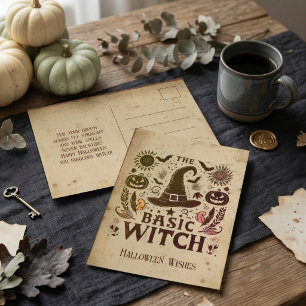 Vintage Witchcore Halloween Postkort Hälsning Vykort