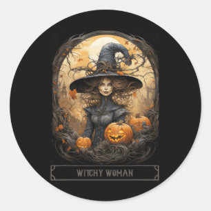 Vintage Witchcraft Wiccan Gothic Witchy Halloween Runt Klistermärke