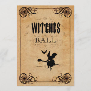 Vintage Witches Ball Sweet 16 Dubbelsidig Inbjudningar