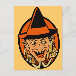 Vintage Witch's Ansikte Vykort