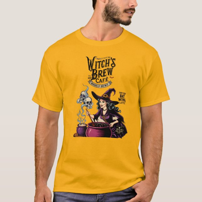 Vintage Witch's Brew Café T Shirt (Framsida)