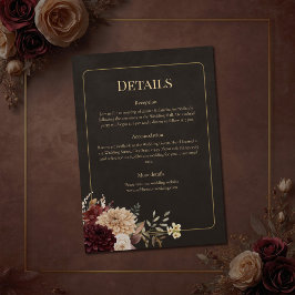 Vintage Witchy Floral Wedding Details Card Inbjudningar