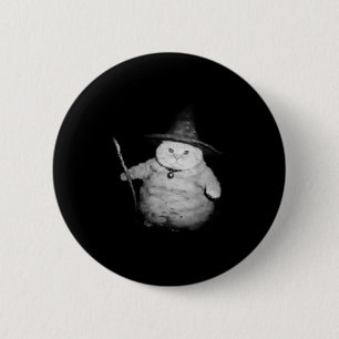 Vintage Wizard Cat Konstig Funny Halloween KettPM Knapp