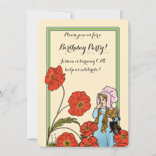Vintage Wizard of Oz, Dorothy, Girl Födelsedagsfes Inbjudningar