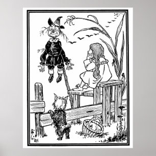 Vintage Wizard of Oz, Dorothy Toto Meet Fågelskräm Poster
