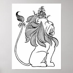 Vintage Wizard of Oz, fegt lejont med kronan Poster