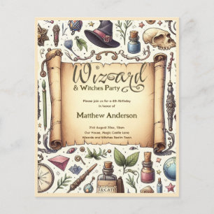 Vintage Wizard Witches Party Magic Trollspö Hats Flygblad