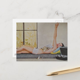 Vintage woman 1957 weight loss ad vykort