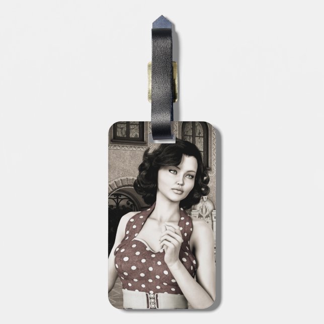 Vintage Woman Bagagebricka (Baksidan Lodrät)