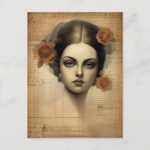 Vintage Woman Collage Vykort