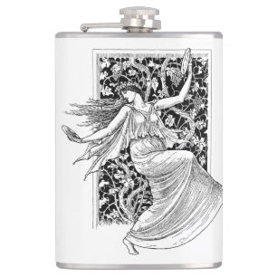 Vintage Woman Dancing Flask Fickplunta