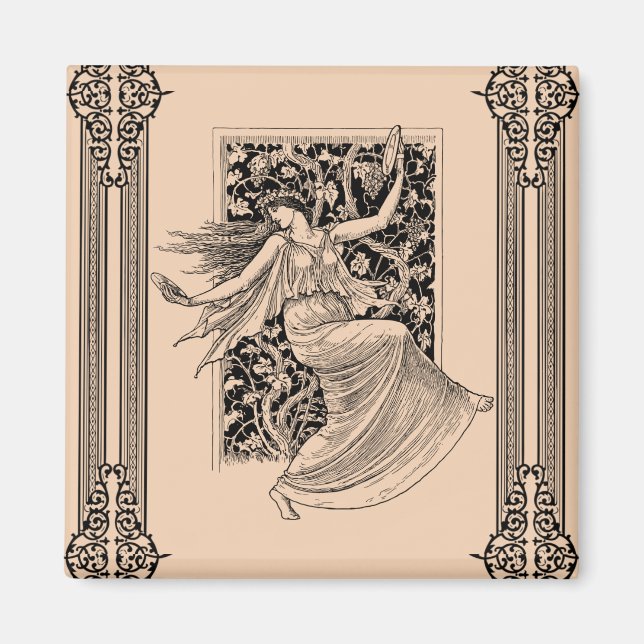 Vintage Woman Dancing Fridge Magnet (Framsidan)