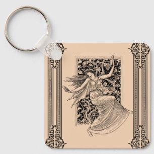 Vintage Woman Dancing Keychain Nyckelring