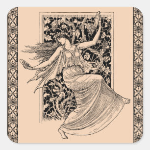 Vintage Woman Dancing Sticker Fyrkantigt Klistermärke