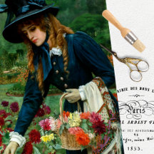 Vintage Woman Decoupage-vävnadsdokument