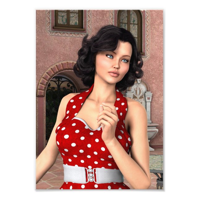 Vintage Woman Fototryck (Framsidan)