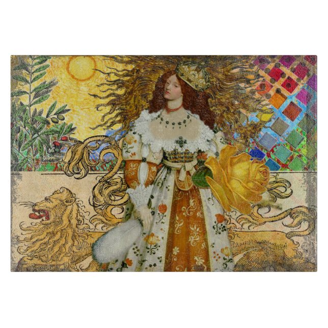 Vintage Woman Golden Sol: Leo Zodiac Collage Art (Framsidan)