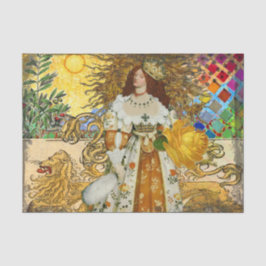 Vintage Woman Golden Sol: Leo Zodiac Collage Art
