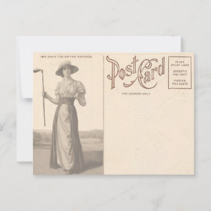 Vintage Woman Golfer Postcard Vykort