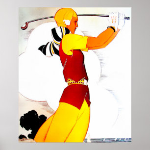 Vintage Woman Golfer-utskrift Poster