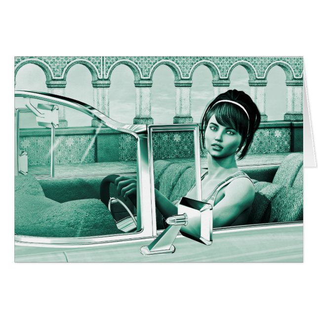 Vintage Woman Hälsningskort (Framsidan Horizontal)