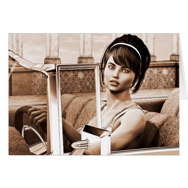 Vintage Woman Hälsningskort (Framsidan Horizontal)