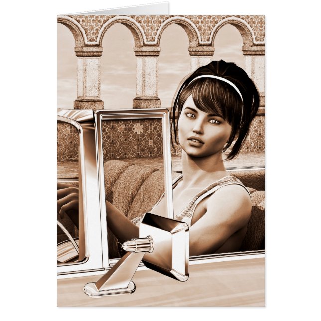 Vintage Woman Hälsningskort (Framsidan)