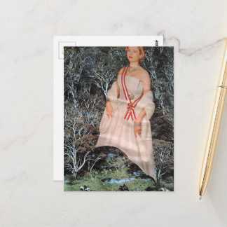 Vintage Woman in a Forest Collage Vykort