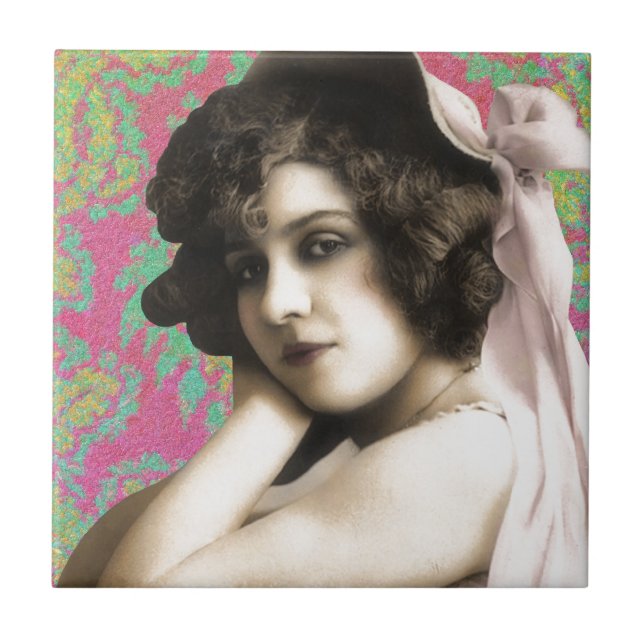 Vintage Woman Kakelplatta (Framsidan)