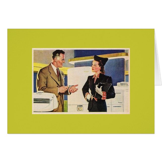 Vintage Woman & Man Hälsningskort (Framsidan Horizontal)