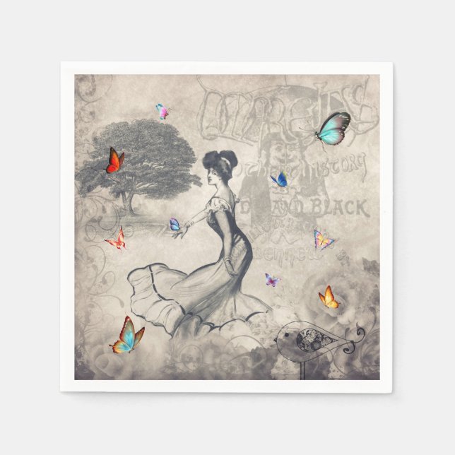 Vintage Woman Napkins Pappersservett (Framsidan)