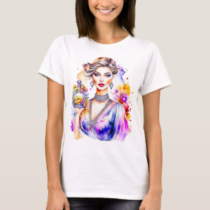 Vintage Woman och Parfym Flaska T Shirt