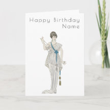 Vintage Woman Pärlor Barbier Art Deco Birthday Car