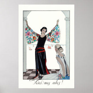 Vintage Woman Porträtt Fransk Mode Poster