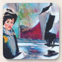 Vintage Woman Porträtt med Abstraktens bakgrund