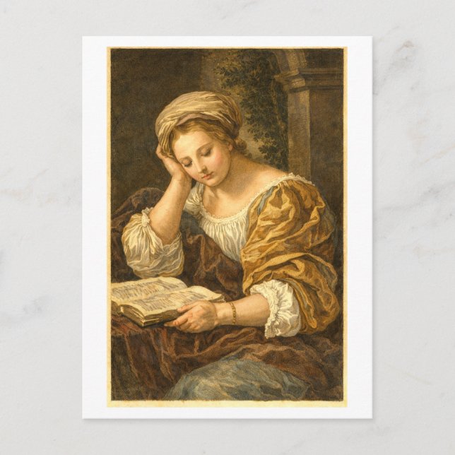 Vintage Woman Reading Vykort (Framsida)