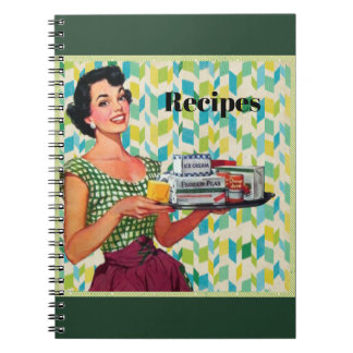 Vintage Woman Recipe Bok Anteckningsbok