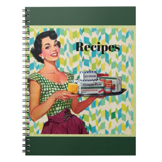 Vintage Woman Recipe Bok Anteckningsbok (Framsidan)