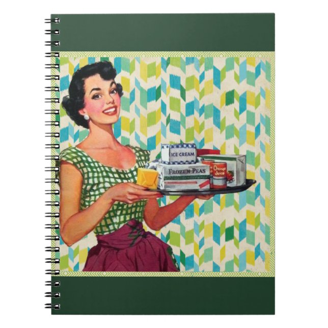 Vintage Woman Recipe Bok Anteckningsbok (Framsidan)